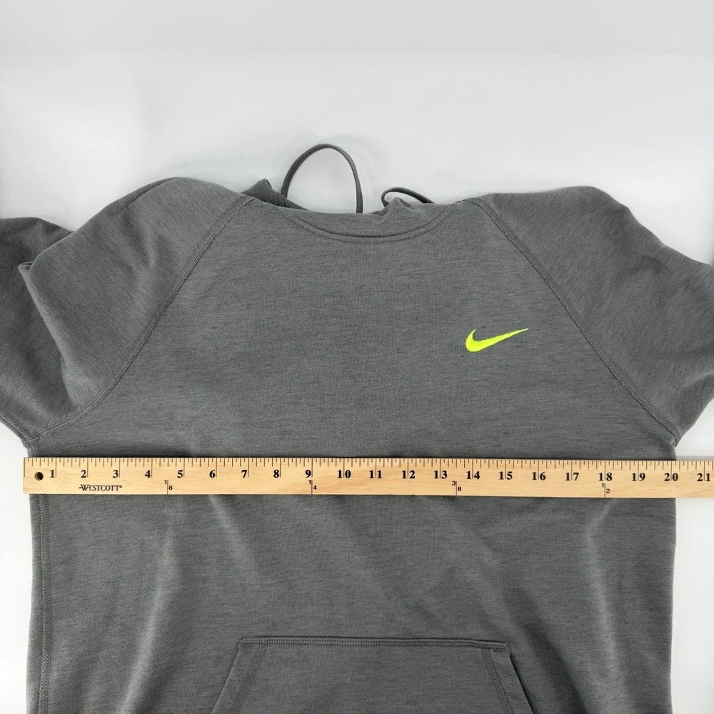 Nike Dri-FIT Pullover Hoodie Mens L Grey Neon Green Just Do It Running Gym Train